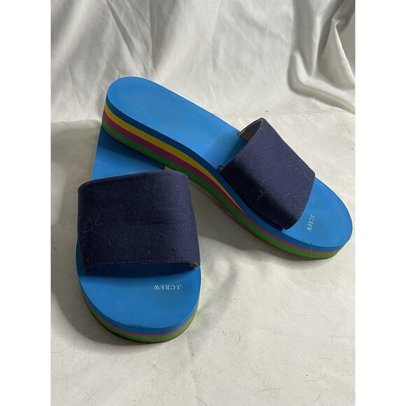 J.CREW Platform Eva Slide Sandals Women’s Size 10 Navy Blue Pool Travel Beach - Picture 1 of 7